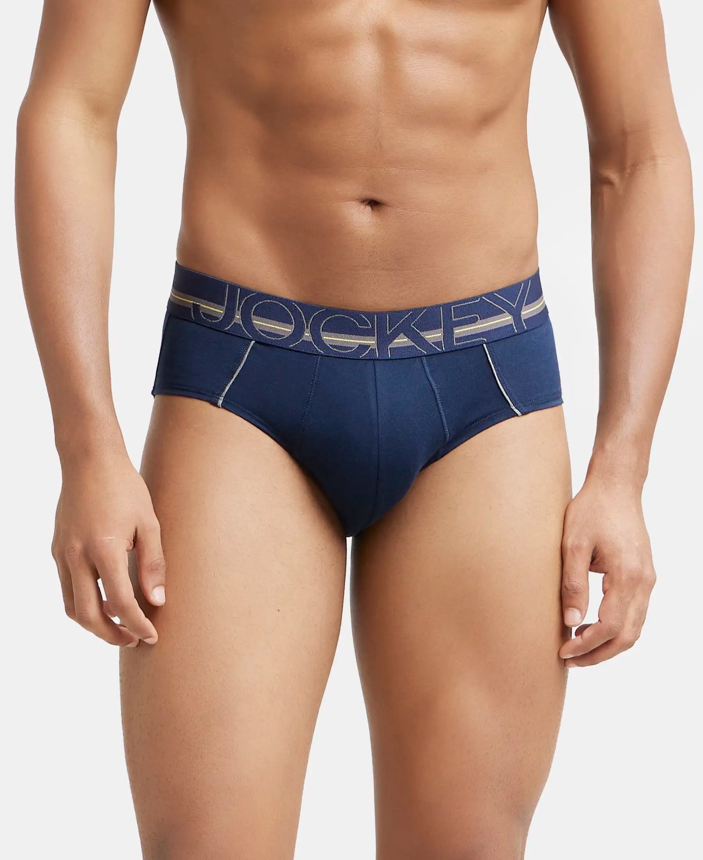 Super Combed Cotton Solid Brief with Ultrasoft Waistband - Navy-1