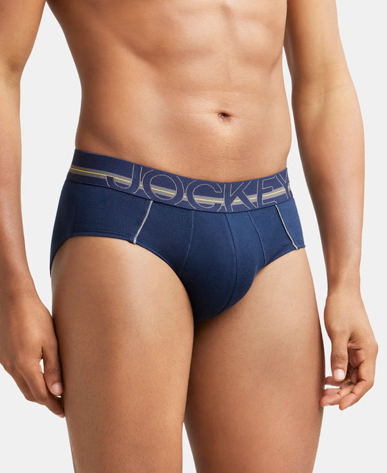Super Combed Cotton Solid Brief with Ultrasoft Waistband - Navy-2