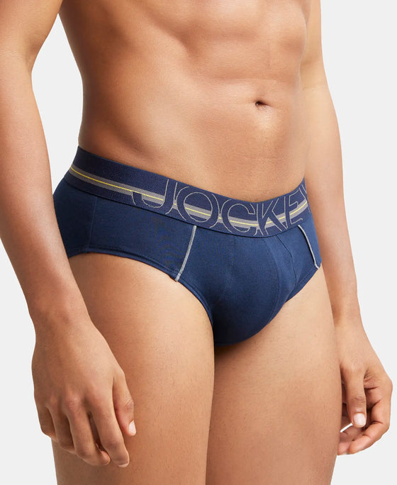 Super Combed Cotton Solid Brief with Ultrasoft Waistband - Navy-3