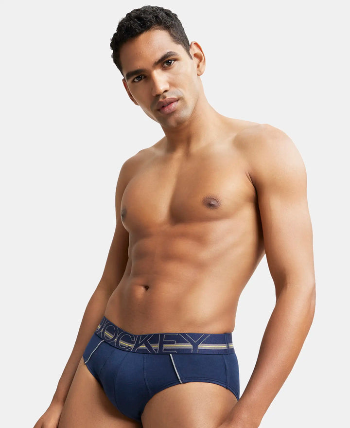 Super Combed Cotton Solid Brief with Ultrasoft Waistband - Navy-6