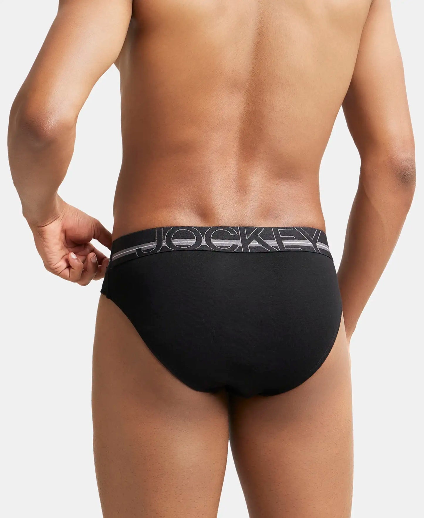 Super Combed Cotton Rib Solid Brief with Ultrasoft Waistband - Black-3