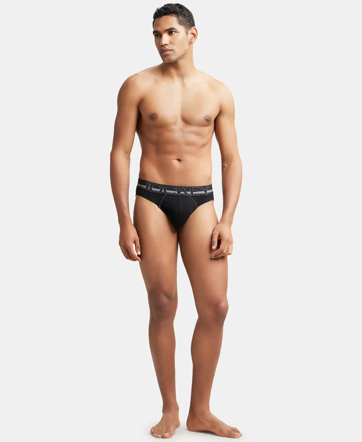 Super Combed Cotton Rib Solid Brief with Ultrasoft Waistband - Black-4