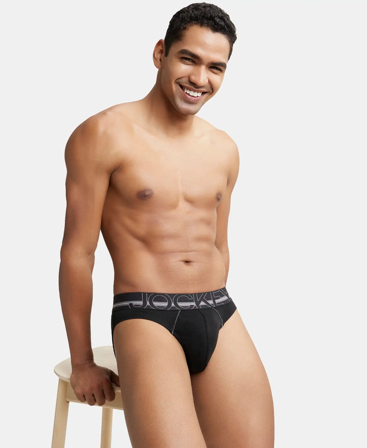 Super Combed Cotton Rib Solid Brief with Ultrasoft Waistband - Black-5