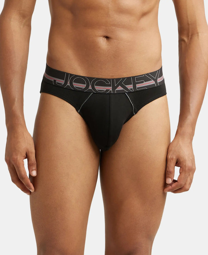 Super Combed Cotton Rib Solid Brief with Ultrasoft Waistband - Black-2