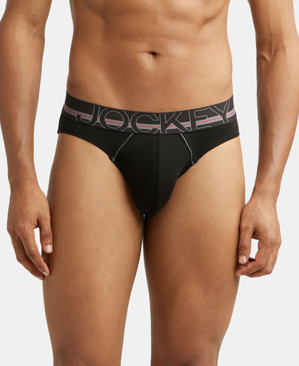 Super Combed Cotton Rib Solid Brief with Ultrasoft Waistband - Black-2