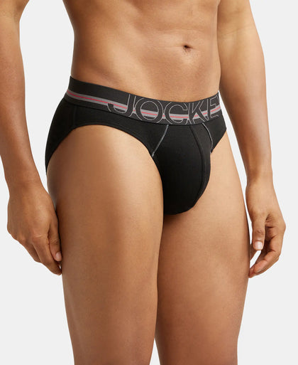 Super Combed Cotton Rib Solid Brief with Ultrasoft Waistband - Black-3