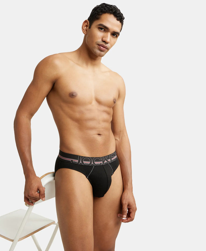 Super Combed Cotton Rib Solid Brief with Ultrasoft Waistband - Black-7