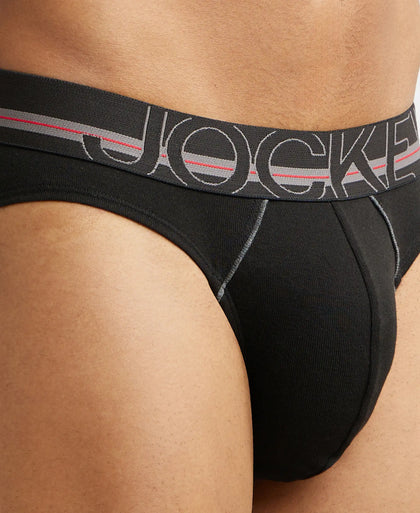 Super Combed Cotton Rib Solid Brief with Ultrasoft Waistband - Black (Pack of 2)