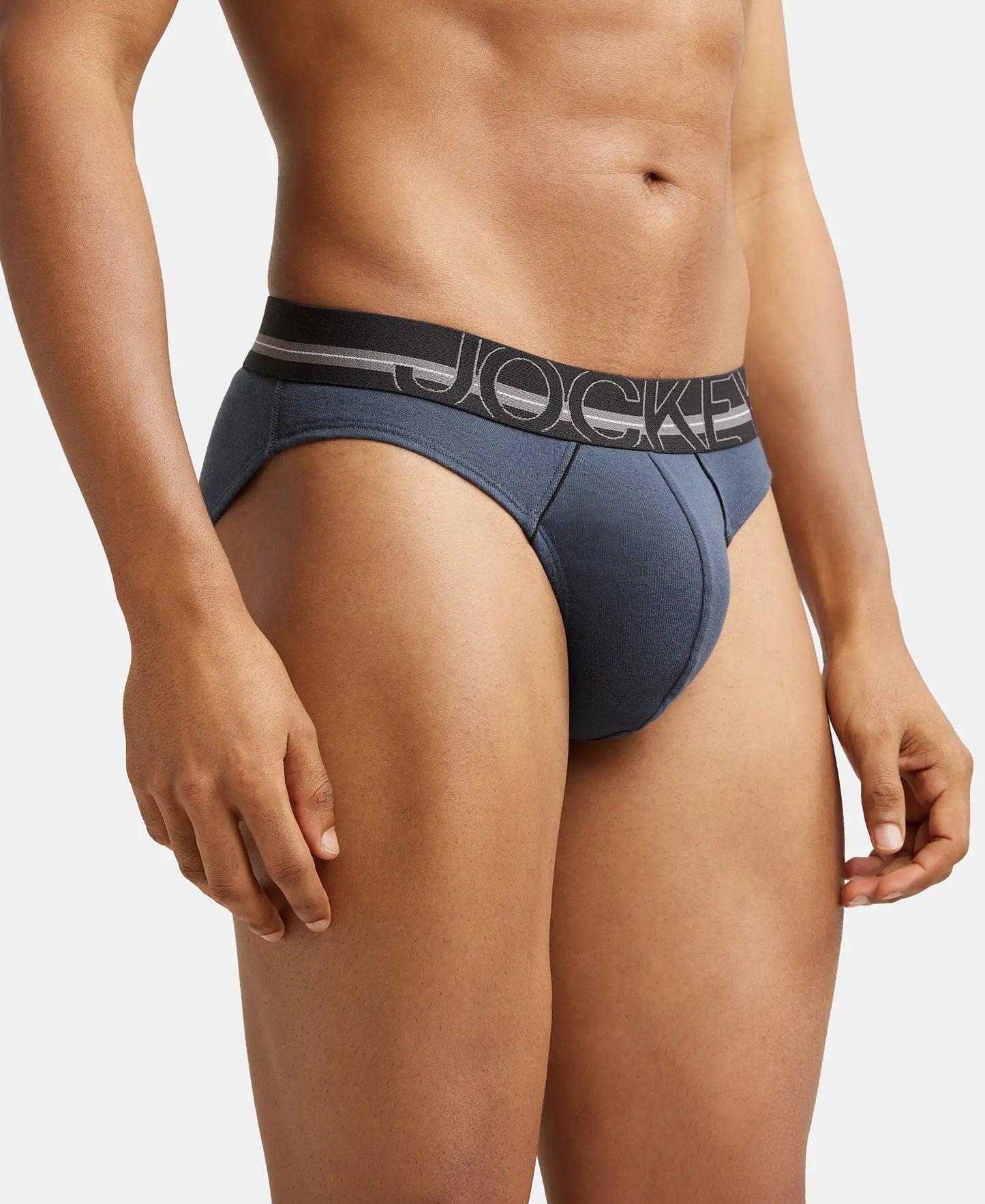 Super Combed Cotton Rib Solid Brief with Ultrasoft Waistband - Graphite-2