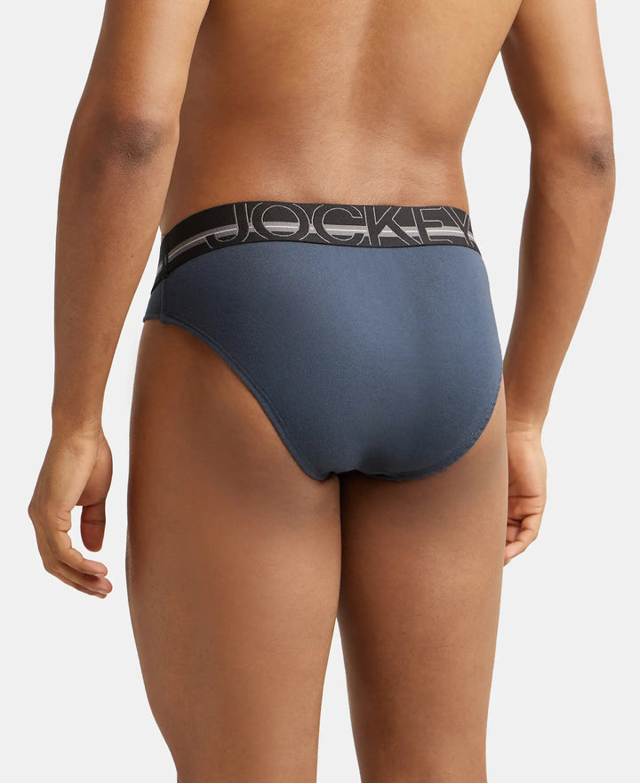 Super Combed Cotton Rib Solid Brief with Ultrasoft Waistband - Graphite-3