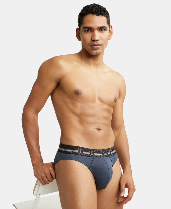 Super Combed Cotton Rib Solid Brief with Ultrasoft Waistband - Graphite-5