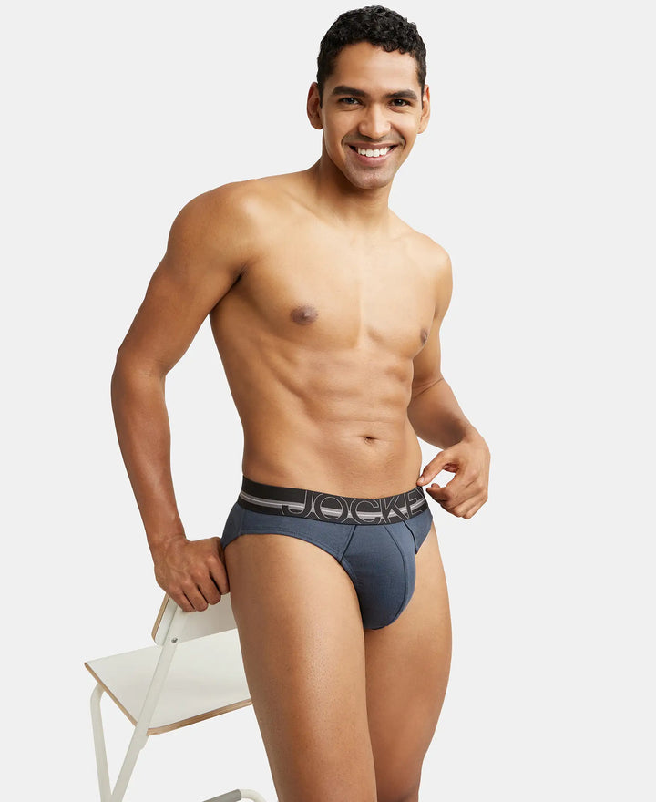 Super Combed Cotton Rib Solid Brief with Ultrasoft Waistband - Graphite-6