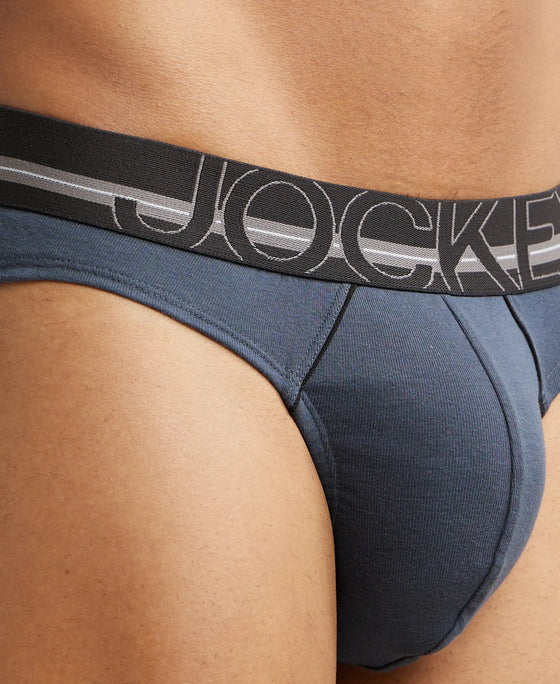 Super Combed Cotton Rib Solid Brief with Ultrasoft Waistband - Graphite-7