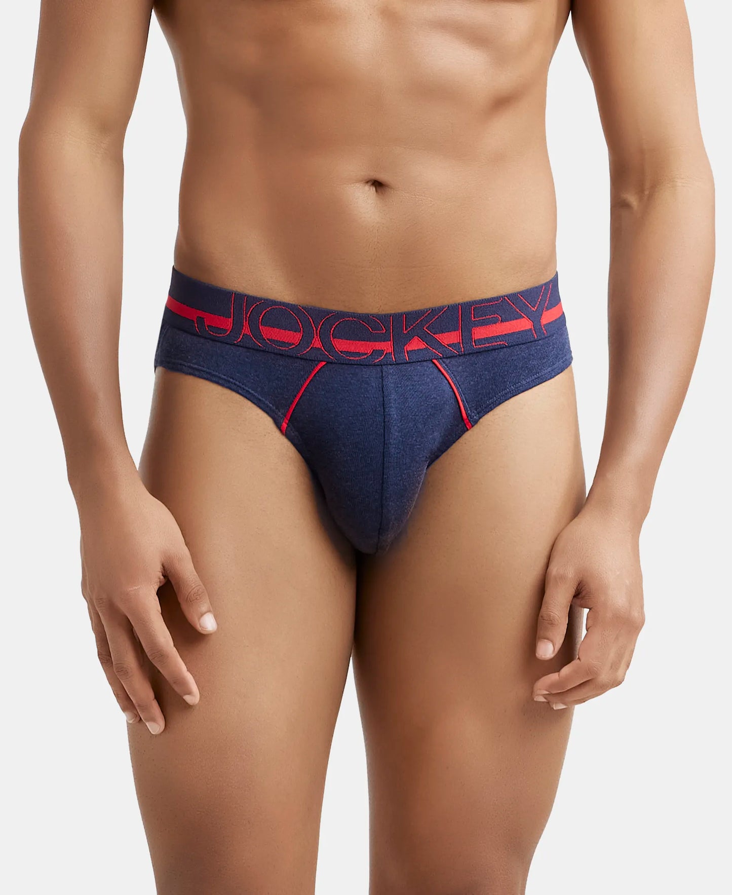 Super Combed Cotton Rib Solid Brief with Ultrasoft Waistband - Ink Blue Melange-2