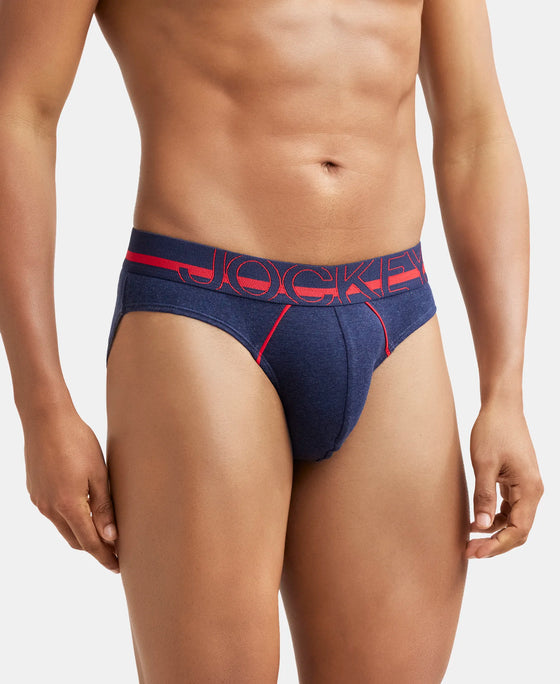 Super Combed Cotton Rib Solid Brief with Ultrasoft Waistband - Ink Blue Melange-3
