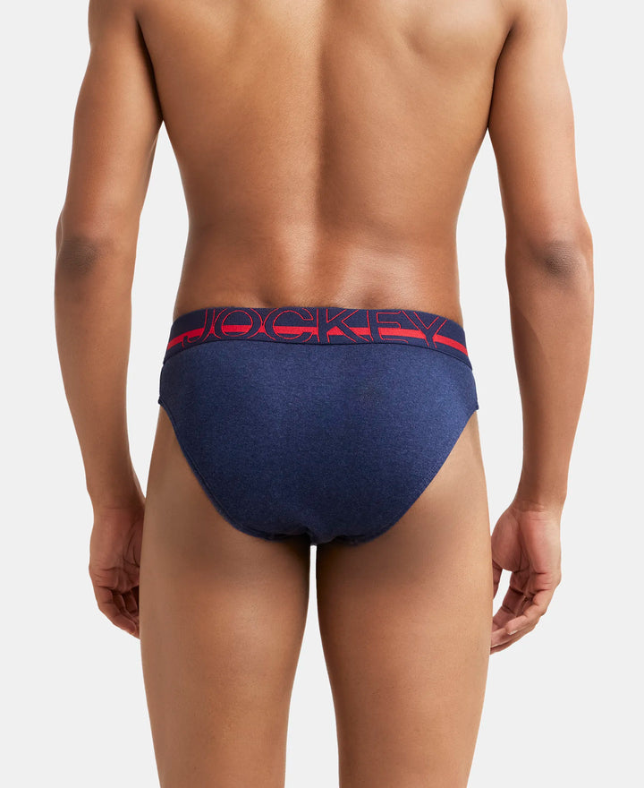 Super Combed Cotton Rib Solid Brief with Ultrasoft Waistband - Ink Blue Melange-4