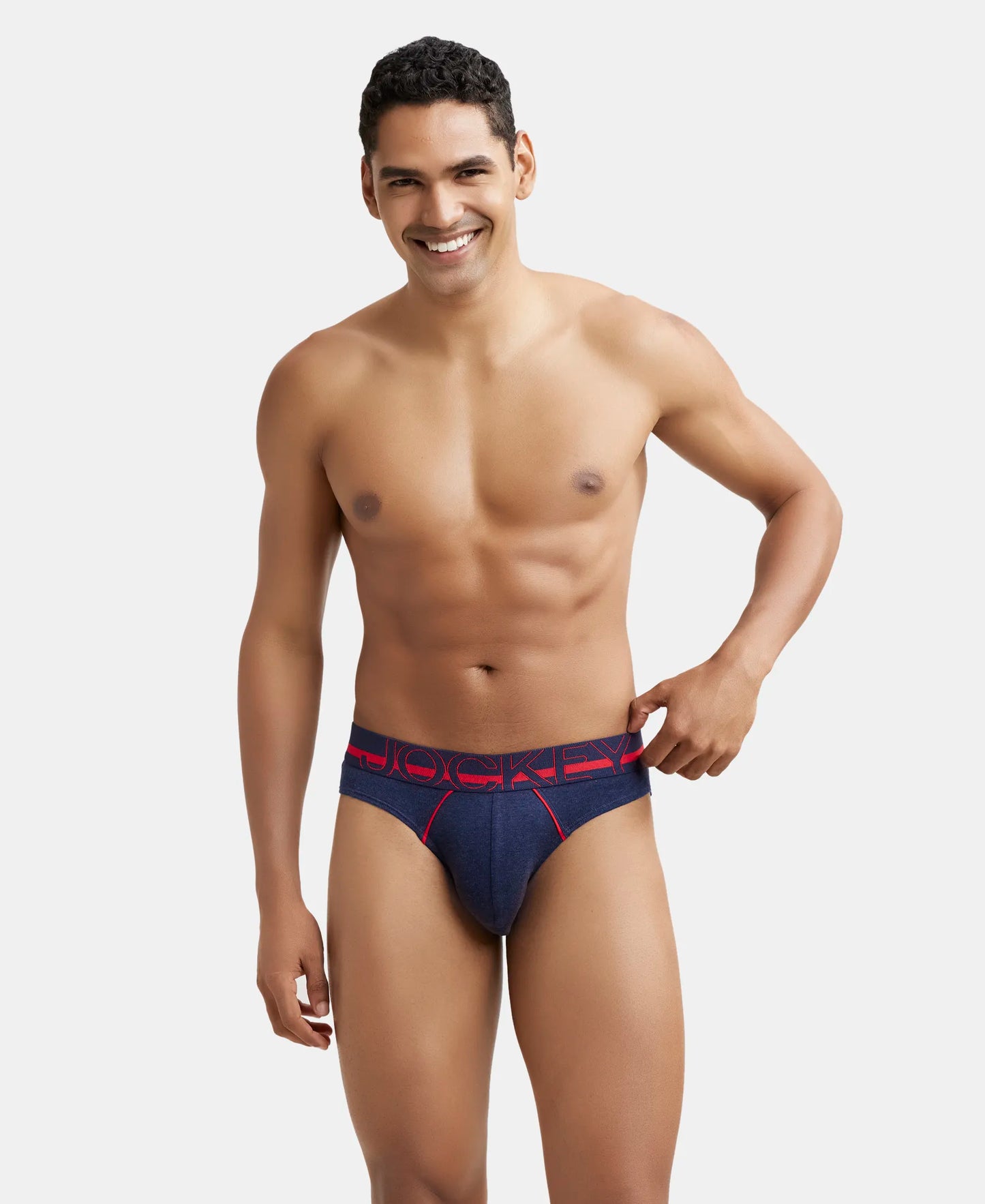 Super Combed Cotton Rib Solid Brief with Ultrasoft Waistband - Ink Blue Melange-7