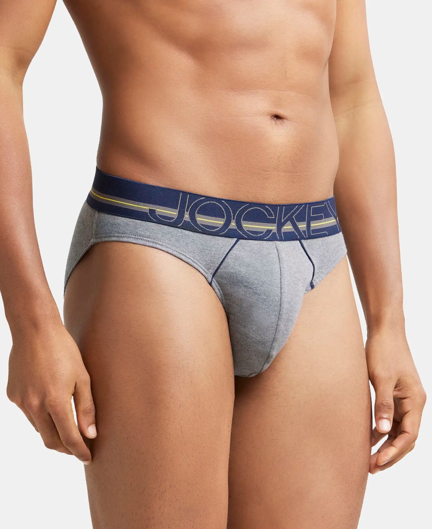 Super Combed Cotton Rib Solid Brief with Ultrasoft Waistband - Mid Grey Melange-3