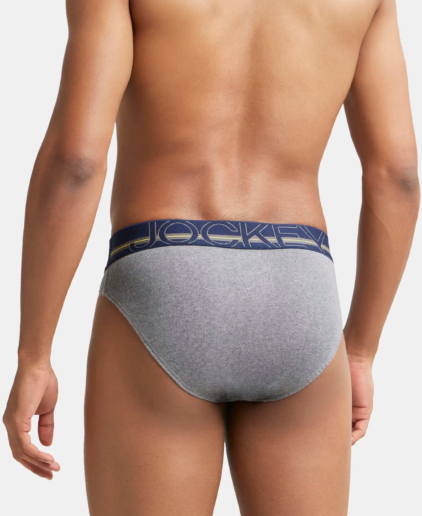 Super Combed Cotton Rib Solid Brief with Ultrasoft Waistband - Mid Grey Melange-4