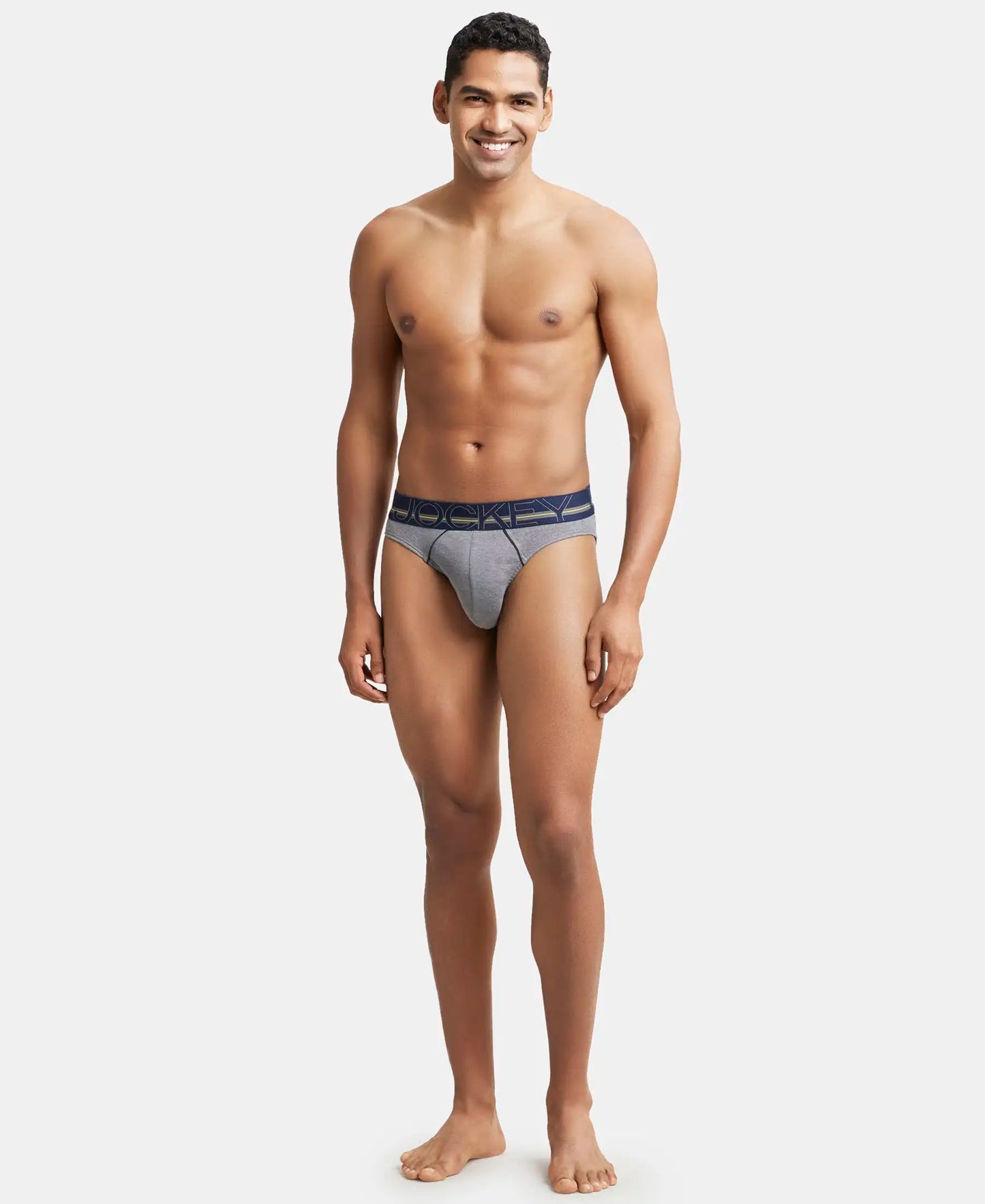 Super Combed Cotton Rib Solid Brief with Ultrasoft Waistband - Mid Grey Melange-5