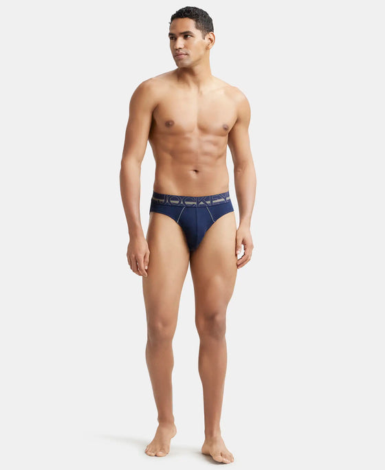 Super Combed Cotton Rib Solid Brief with Ultrasoft Waistband - Navy-4