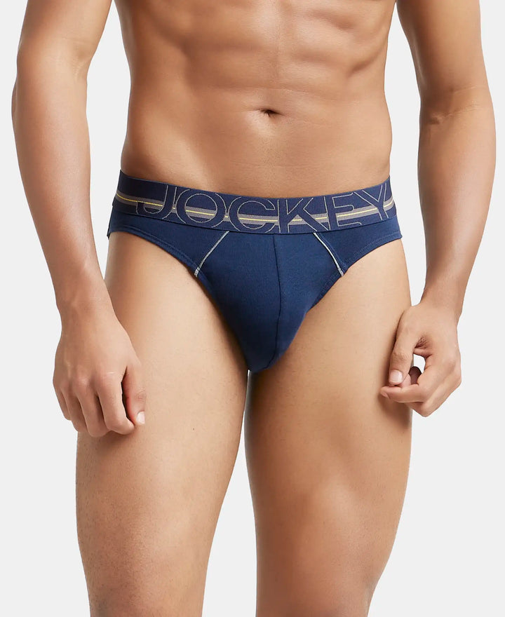 Super Combed Cotton Rib Solid Brief with Ultrasoft Waistband - Navy-2