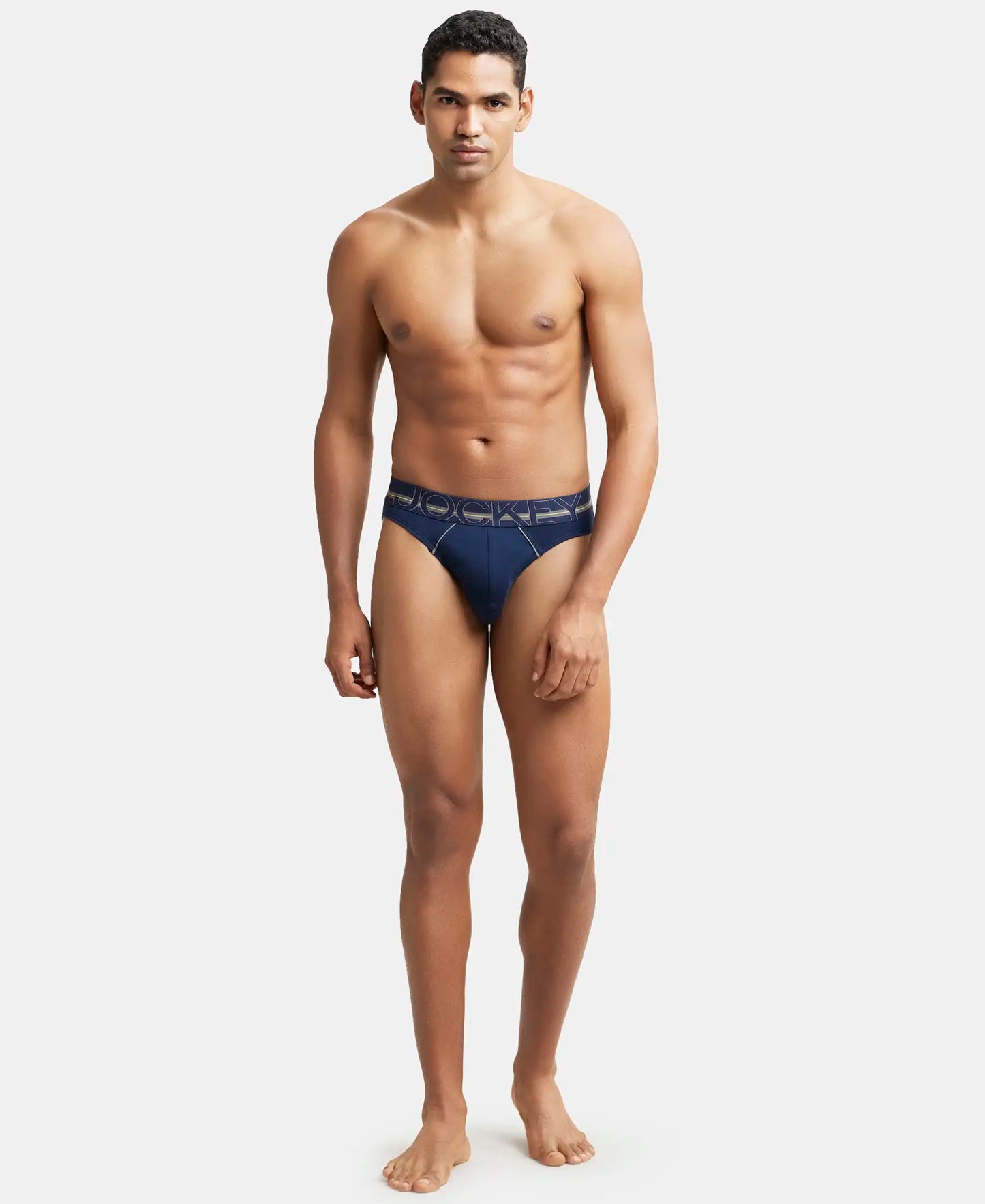 Super Combed Cotton Rib Solid Brief with Ultrasoft Waistband - Navy-5