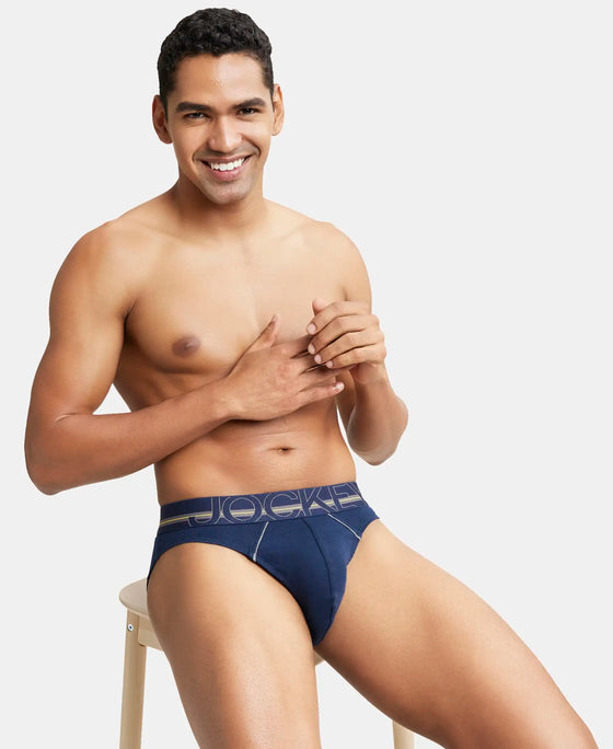 Super Combed Cotton Rib Solid Brief with Ultrasoft Waistband - Navy-7