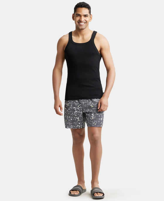 Super Combed Cotton Rib Square Neck Gym Vest - Black-4