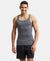 Super Combed Cotton Rib Square Neck Gym Vest - Charcoal Melange-1