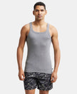 Super Combed Cotton Rib Square Neck Gym Vest - Mid Grey Melange-1