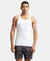 Super Combed Cotton Rib Square Neck Gym Vest - White-1