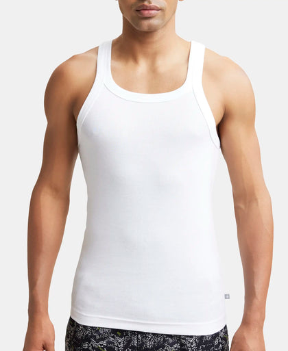 Super Combed Cotton Rib Square Neck Gym Vest - White-6