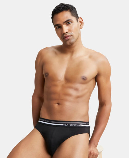 Super Combed Cotton Solid Brief with Ultrasoft Waistband - Black-5