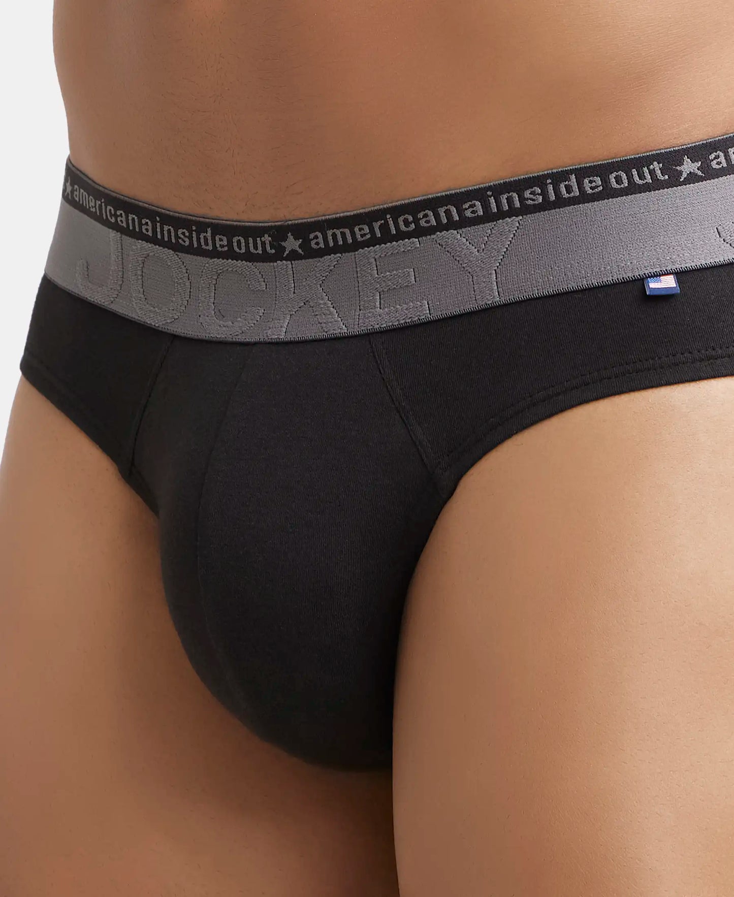 Super Combed Cotton Elastane Solid Brief with Ultrasoft Waistband - Black-6