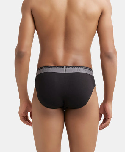 Super Combed Cotton Elastane Solid Brief with Ultrasoft Waistband - Black-4