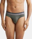 Super Combed Cotton Elastane Solid Brief with Ultrasoft Waistband - Deep Olive-1