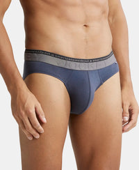 Super Combed Cotton Elastane Solid Brief with Ultrasoft Waistband - Graphite-2