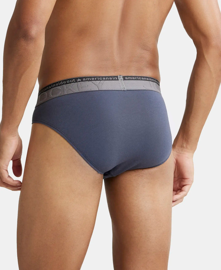 Super Combed Cotton Elastane Solid Brief with Ultrasoft Waistband - Graphite-3