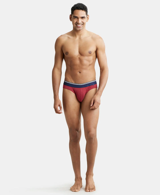 Super Combed Cotton Elastane Solid Brief with Ultrasoft Waistband - Red Melange-4