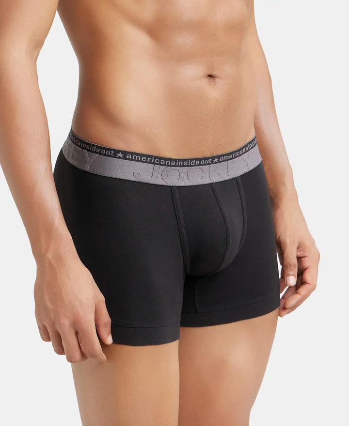 Super Combed Cotton Elastane Solid Trunk with Ultrasoft Waistband - Black-2