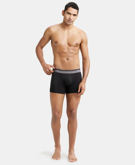 Super Combed Cotton Elastane Solid Trunk with Ultrasoft Waistband - Black-4