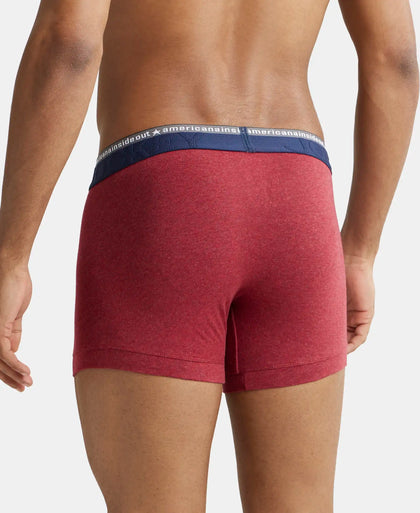 Super Combed Cotton Elastane Solid Trunk with Ultrasoft Waistband - Red Melange-3