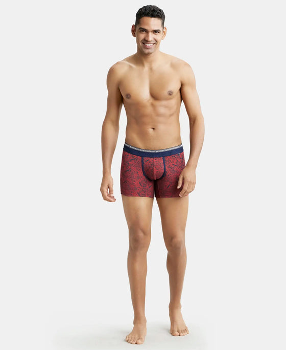 Super Combed Cotton Elastane Printed Trunk with Ultrasoft Waistband - Brick Red-4