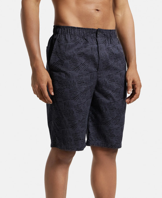 Super Combed Mercerized Cotton Woven Fabric Bermuda with Side Pockets - Graphite Printed-2
