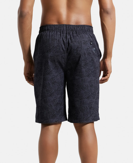 Super Combed Mercerized Cotton Woven Fabric Bermuda with Side Pockets - Graphite Printed-3