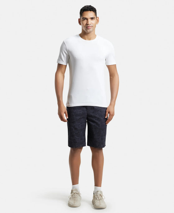Super Combed Mercerized Cotton Woven Fabric Bermuda with Side Pockets - Graphite Printed-4