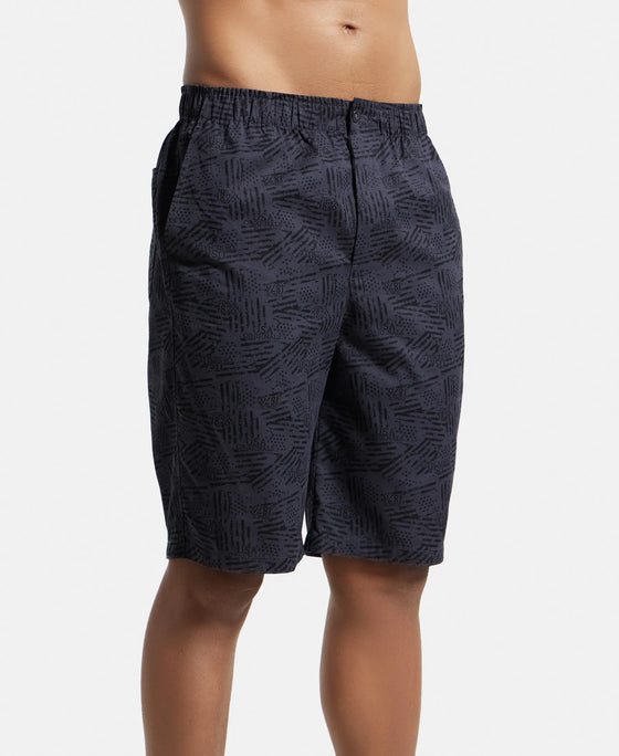 Super Combed Mercerized Cotton Woven Fabric Bermuda with Side Pockets - Graphite Printed-7