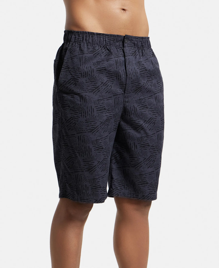 Super Combed Mercerized Cotton Woven Fabric Bermuda with Side Pockets - Graphite Printed-7