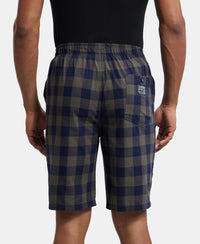 Super Combed Mercerized Cotton Woven Fabric Bermuda with Side Pockets - Navy & Deep Olive-3